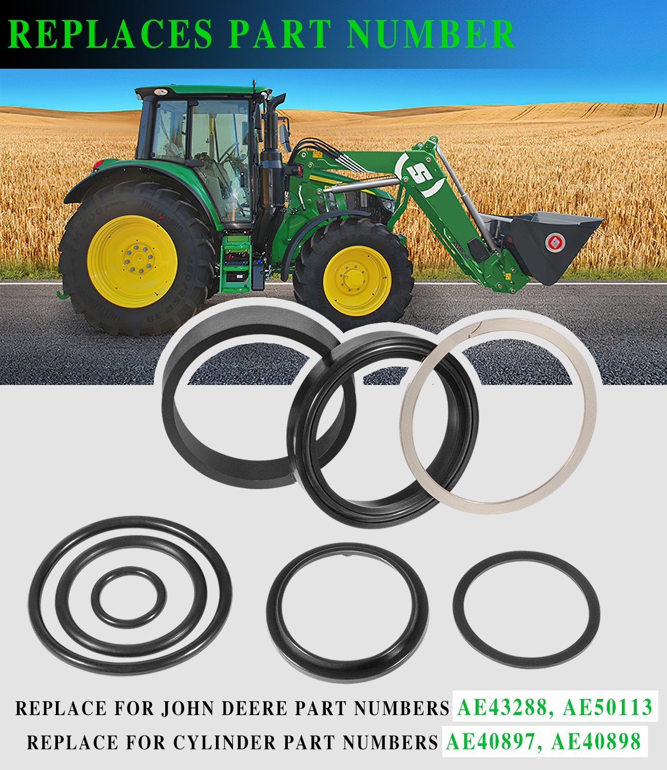 AE43288 Round Baler Tension Gate Cylinder Seal Kit Fit for John Deere 430 530