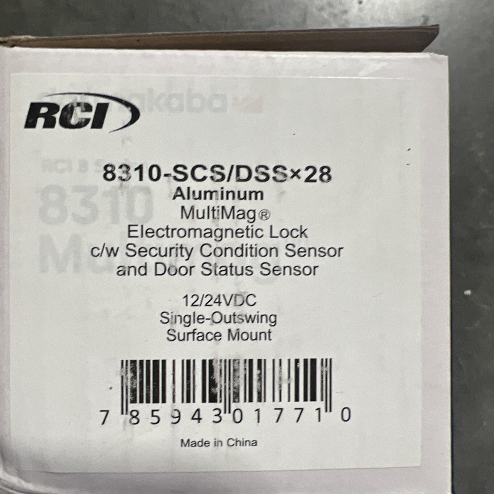 RCI 8310-DSSx28 MultiMag Electromagnetic Lock w/ DSS 12/24 VDC 1500 lb. 8 Series