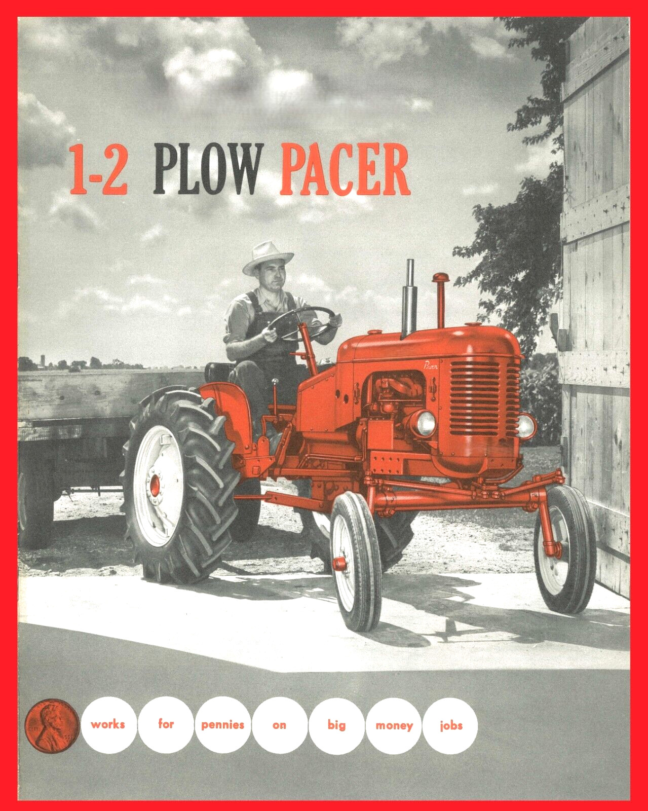 The Massey Harris 1-2 Plow Pacer Tractor Color Brochure MH Pacer-16 Row Crop
