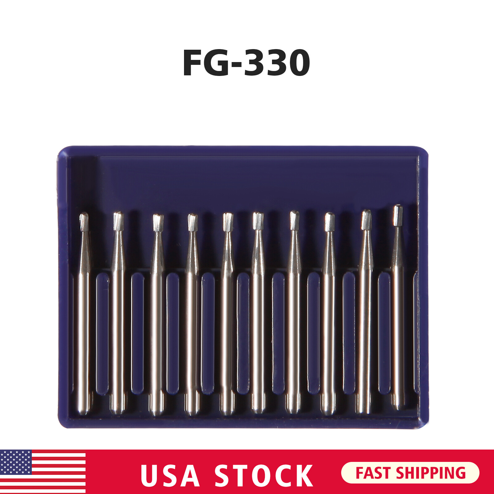 10pcs Dental Tungsten Carbide Pear-Shaped Burs for High Speed Handpiece FG330
