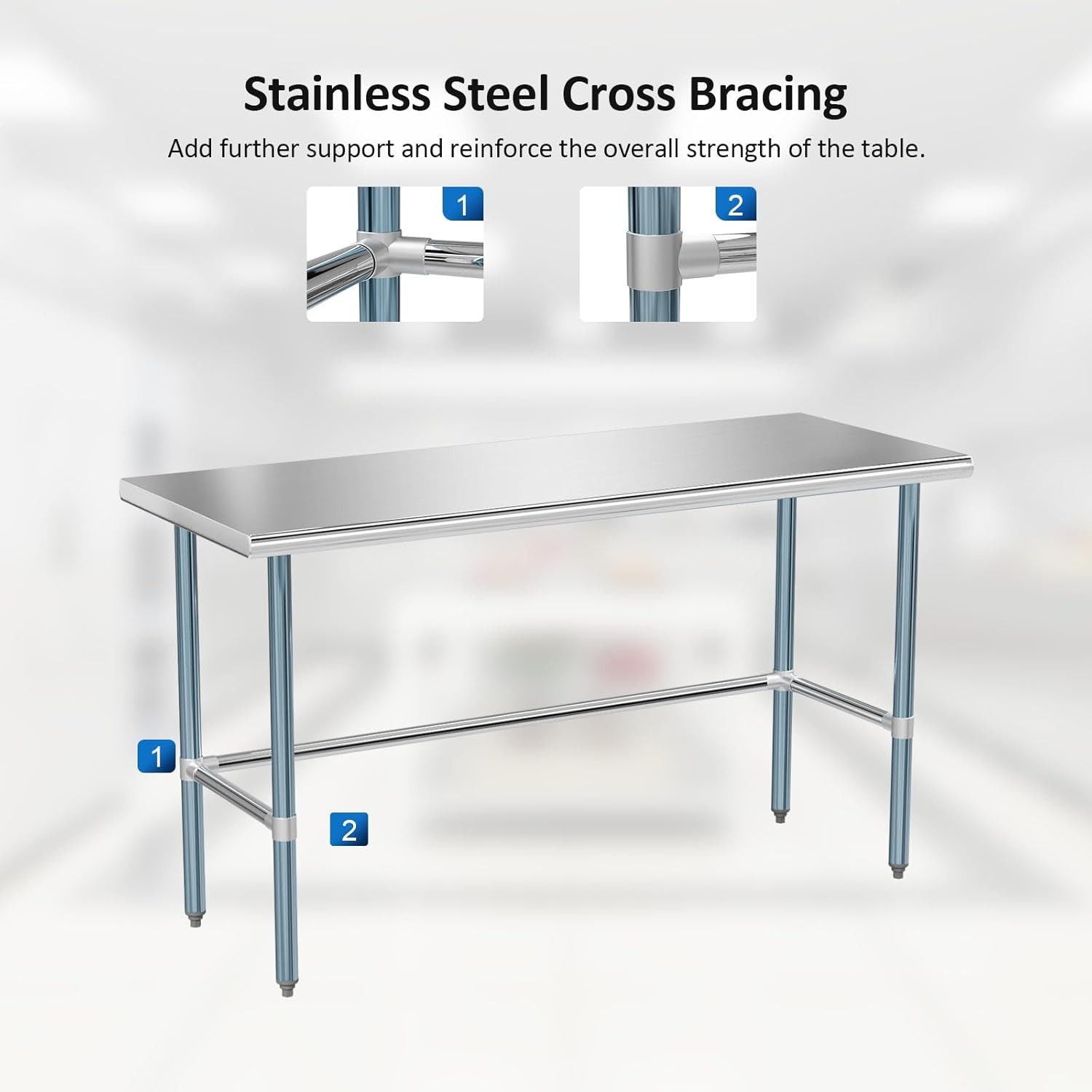 60″ x 24″ x 34″ Commercial Open Base Stainless Steel Work Table for Kitchen New