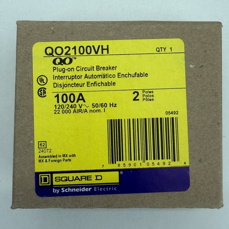 Square D QO2100VH – Plug-On – 100A Circuit Breaker