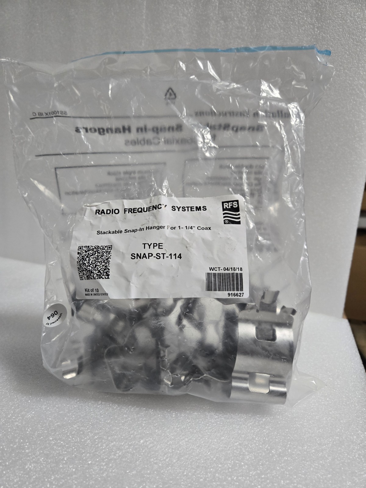 RFS SNAP-ST-114 Stackable Snap-In hangers 1-1/4″ NEW pack of 10