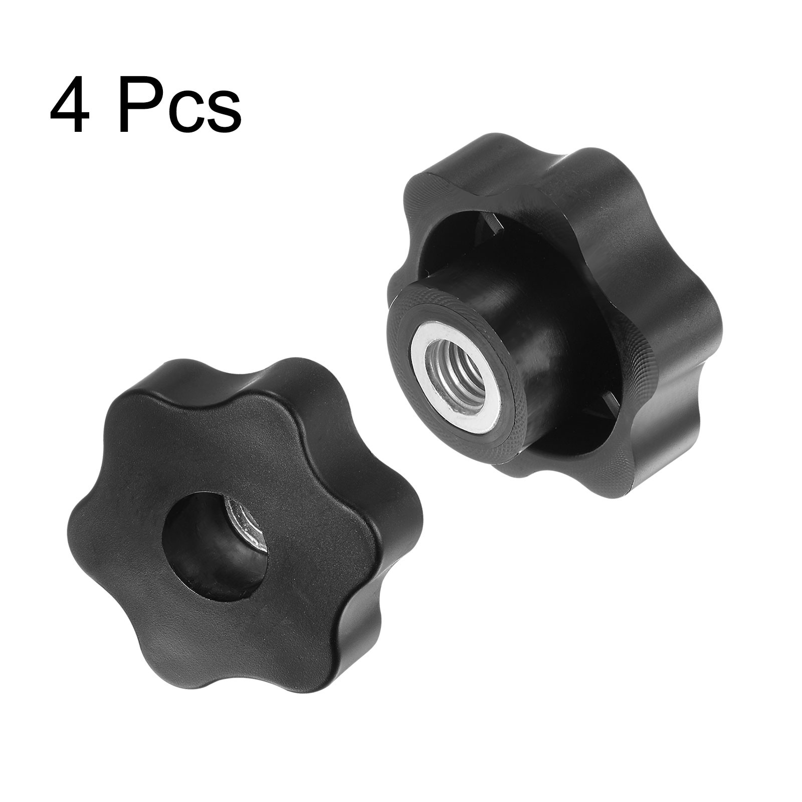 4 Pcs M10 Female Thread Black Star Knobs INDUSTRIAL Screw-in Clamping Handles