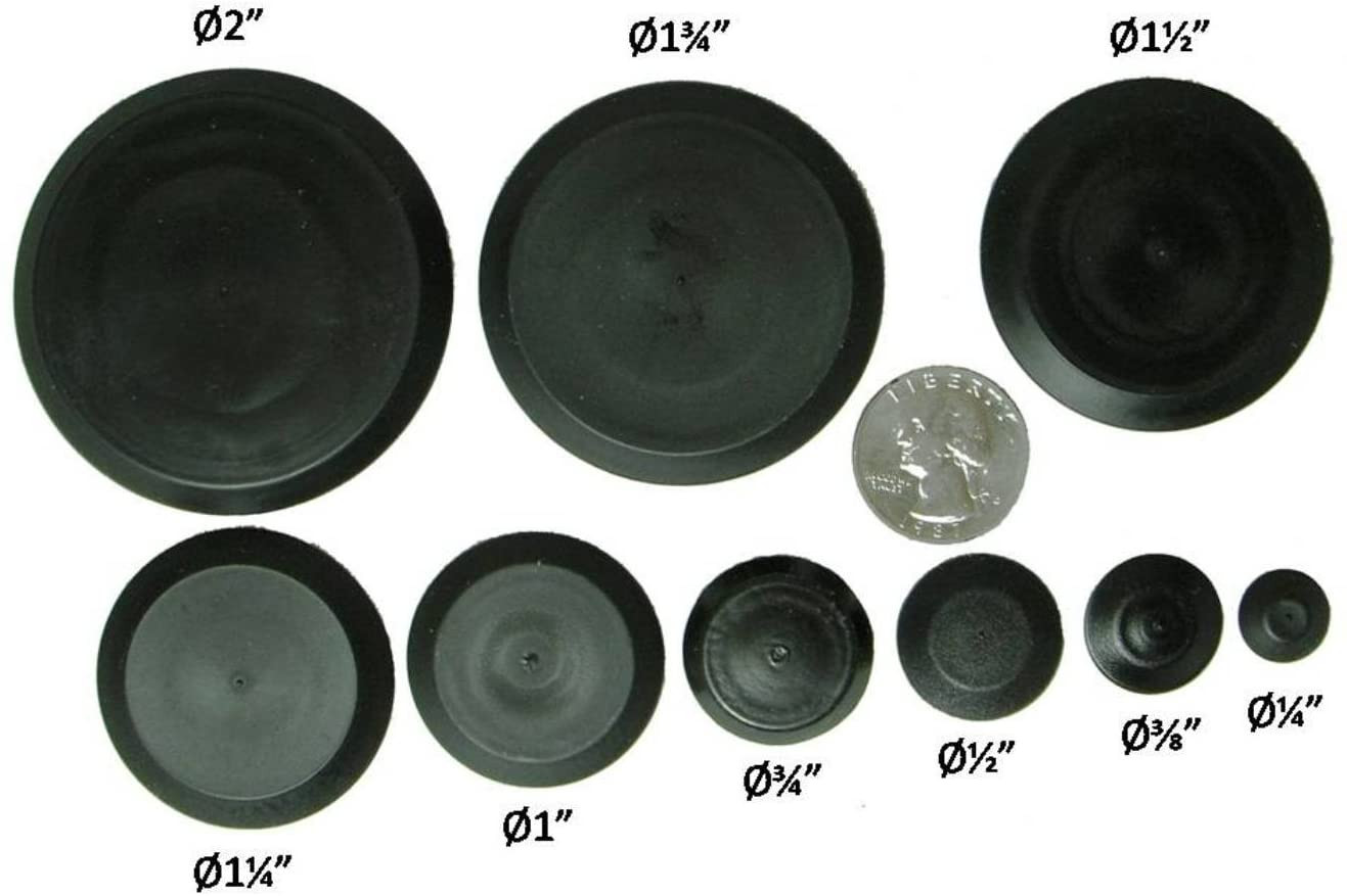 50 Piece Flush Mount Black Hole Plug Assortment for Auto Body and Sheet Metal