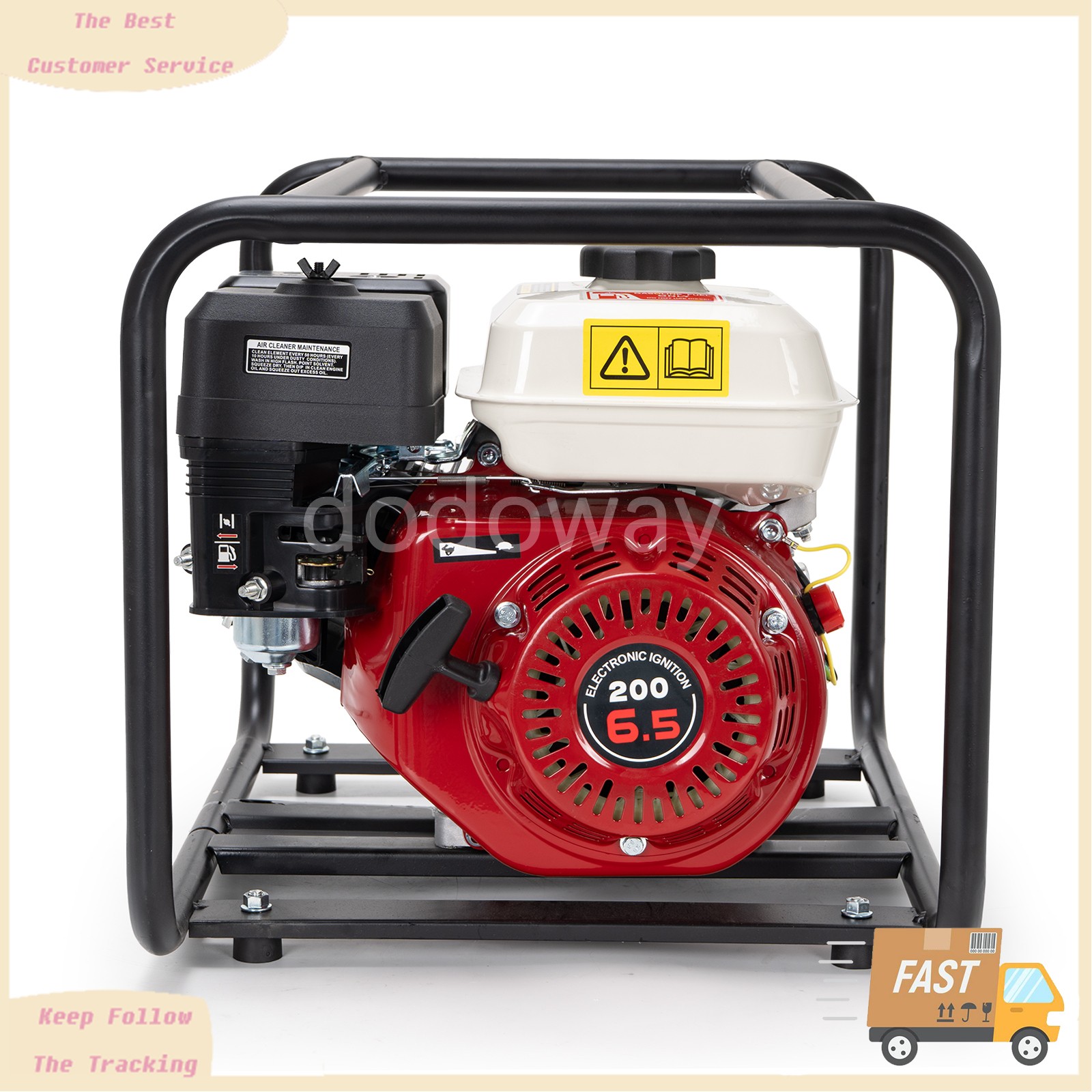2 Inch Gas Powered Water Pump 6.5HP 4-Stroke Cast Iron Semi Trash Drainage Tool