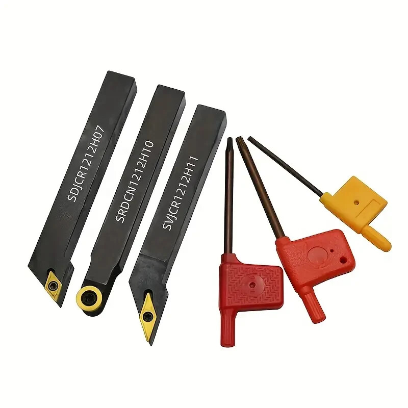 3pcs 12 mm External Indexable Lathe Turning Tool Holder + 3PCS Inserts Set