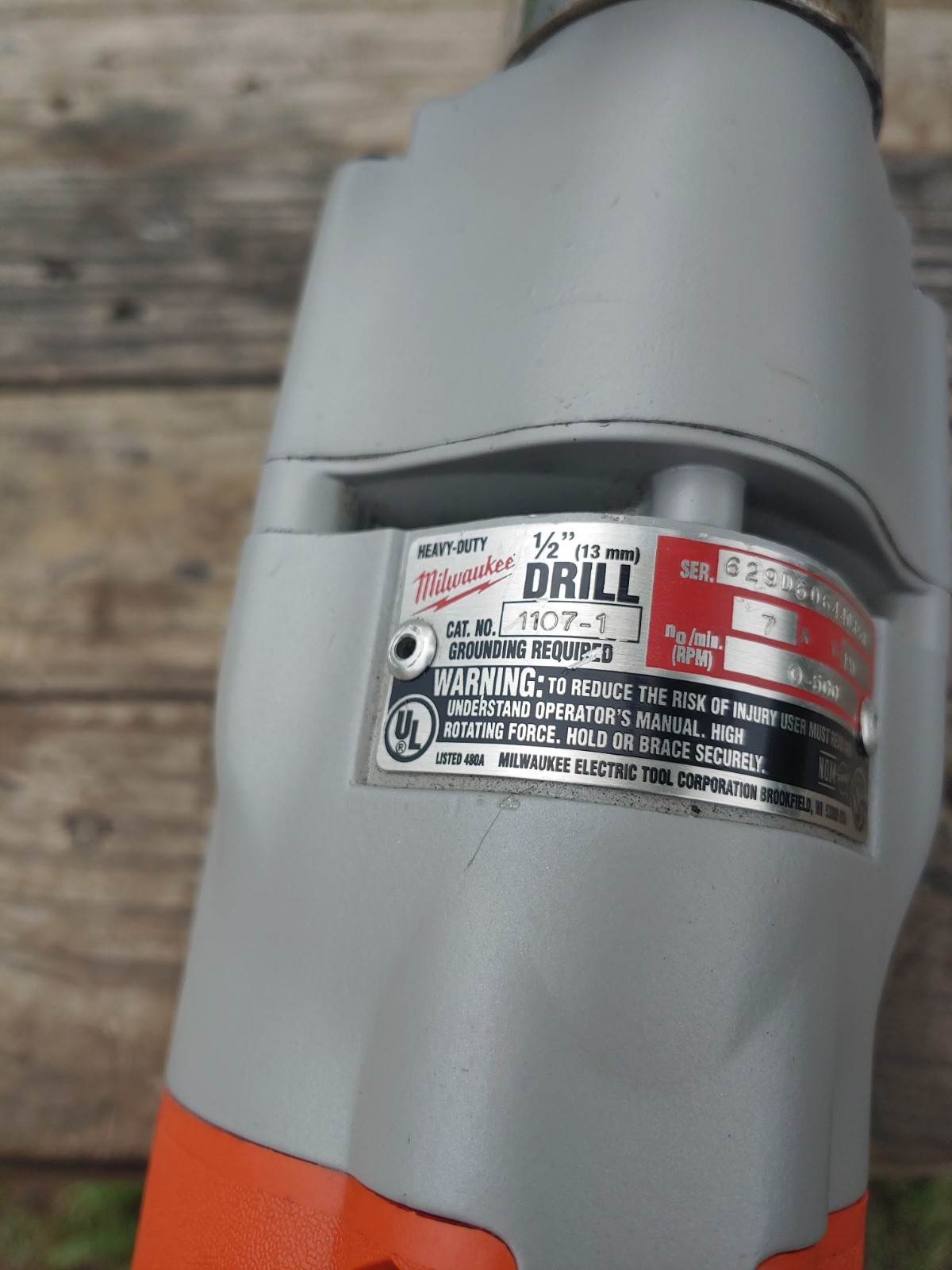 Milwaukee 1107-1 1/2″ Heavy Duty D-handle Drill. USA. Serviced.