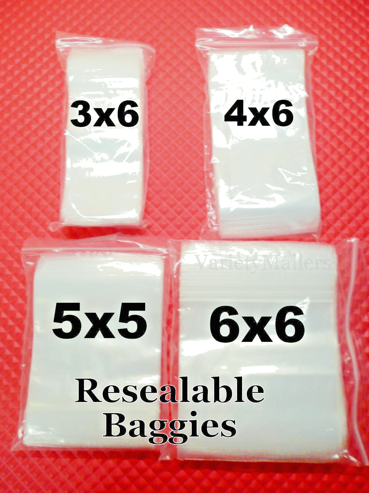 400 Reclosable Storage Bag Variety Pack 3×6 4×6 5×5 6×6 / 2 Mil Seal-Top Baggies
