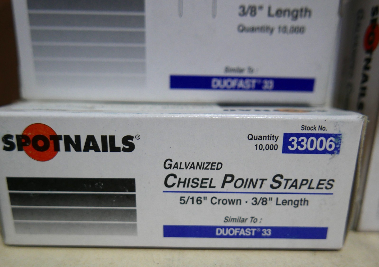 Wholesale Lot of 4x 10000 ct. Ea. Boxes Spotnails 33006 Staples like Duofast 33