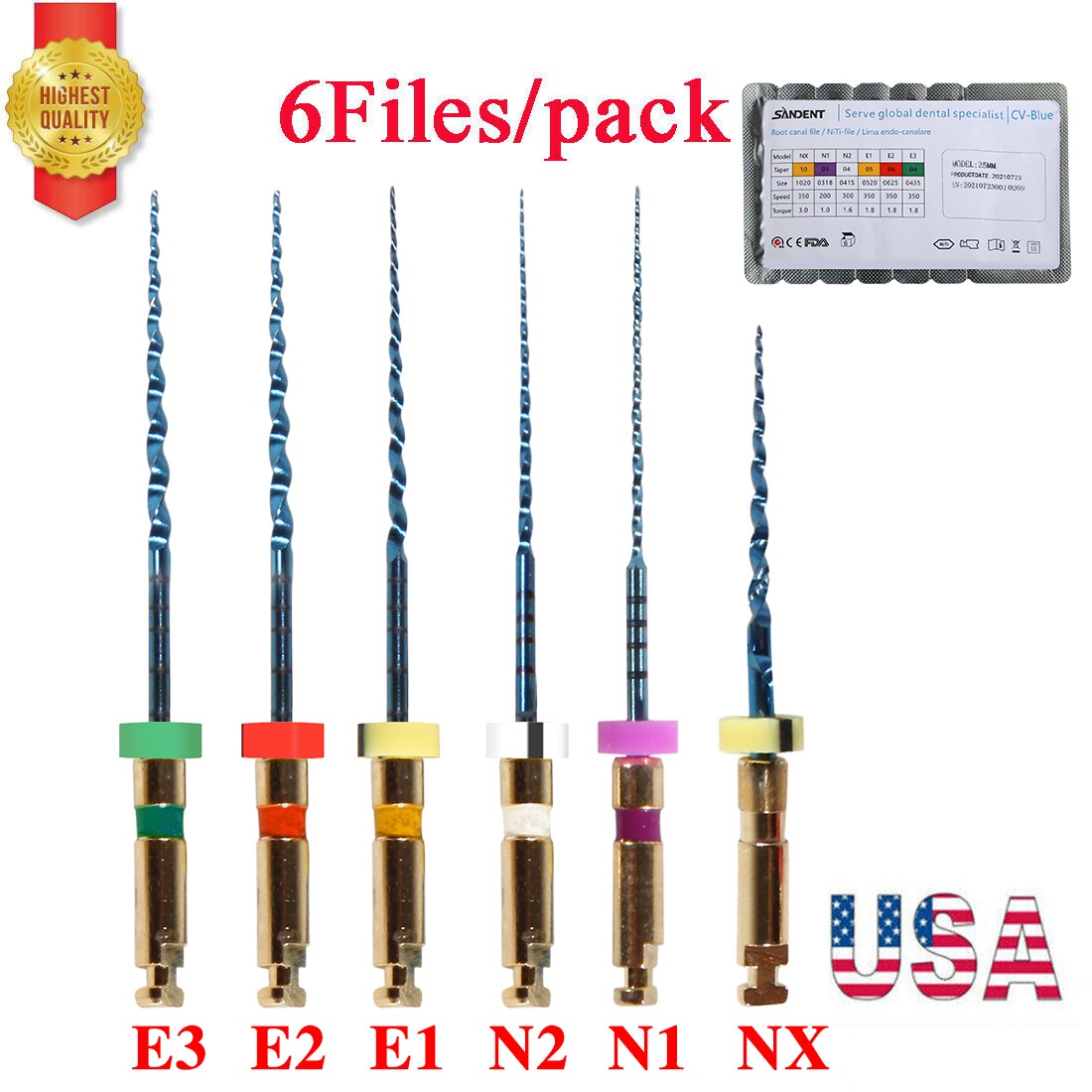 Dental Endodontic Rotary Taper Endo 6Pc Engine NITI Files 21/25/31MM