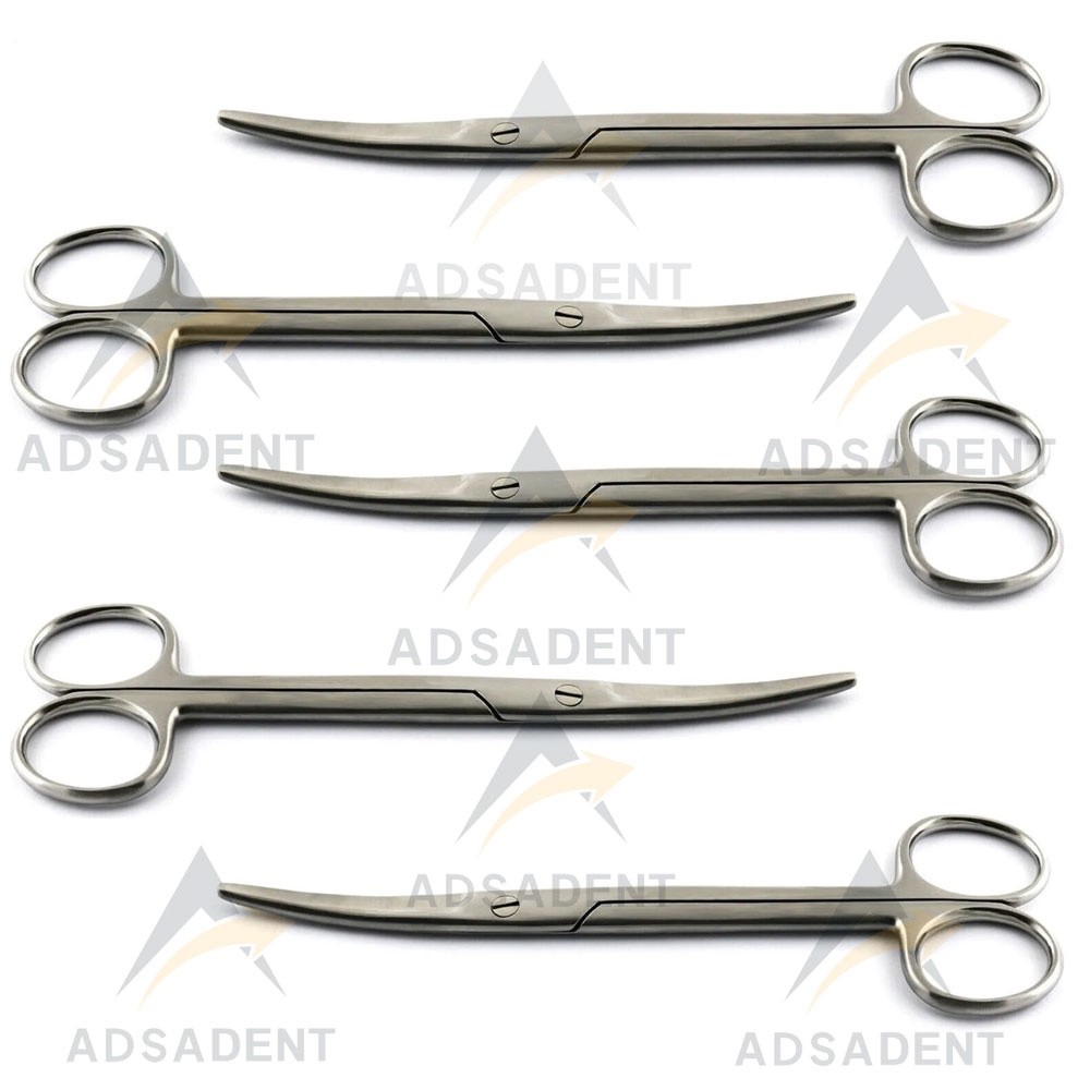 5 Pieces Mayo Scissors Curved 17cm Surgical Operating Tissue Cutting Sutures Lab