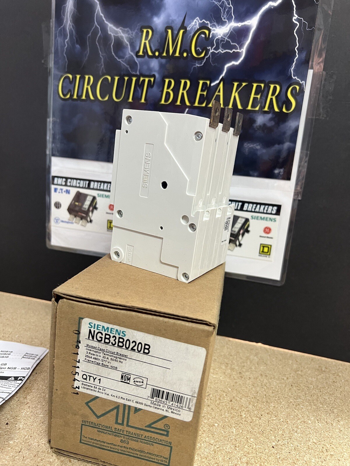 NEW NGB3B020B Siemens 3 Pole 20 Amp 480V 25KA Circuit Breaker