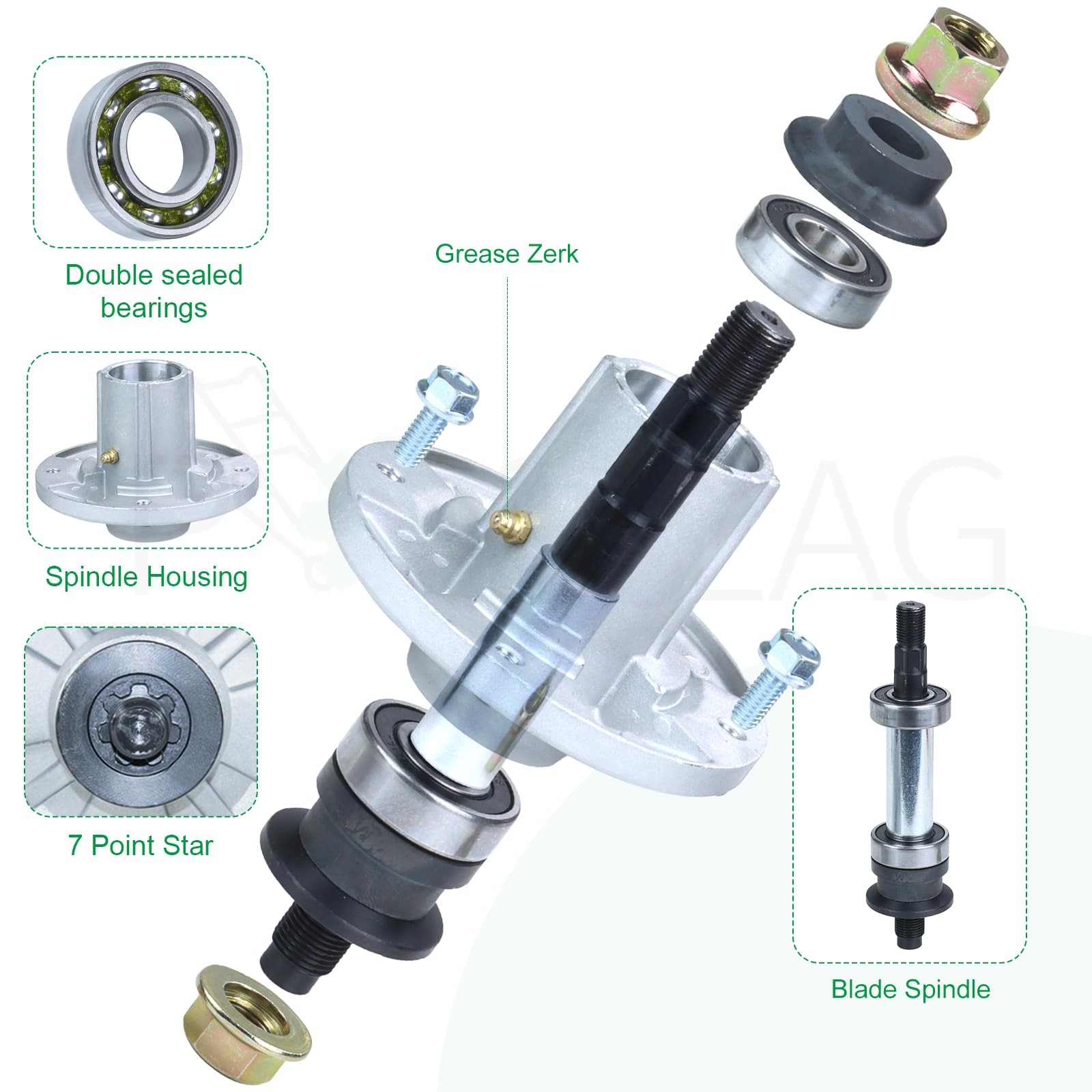 POSFLAG 3 Pack GY21098 Spindle Assembly for A6 3xGY21098+3xGX22616+GX21833