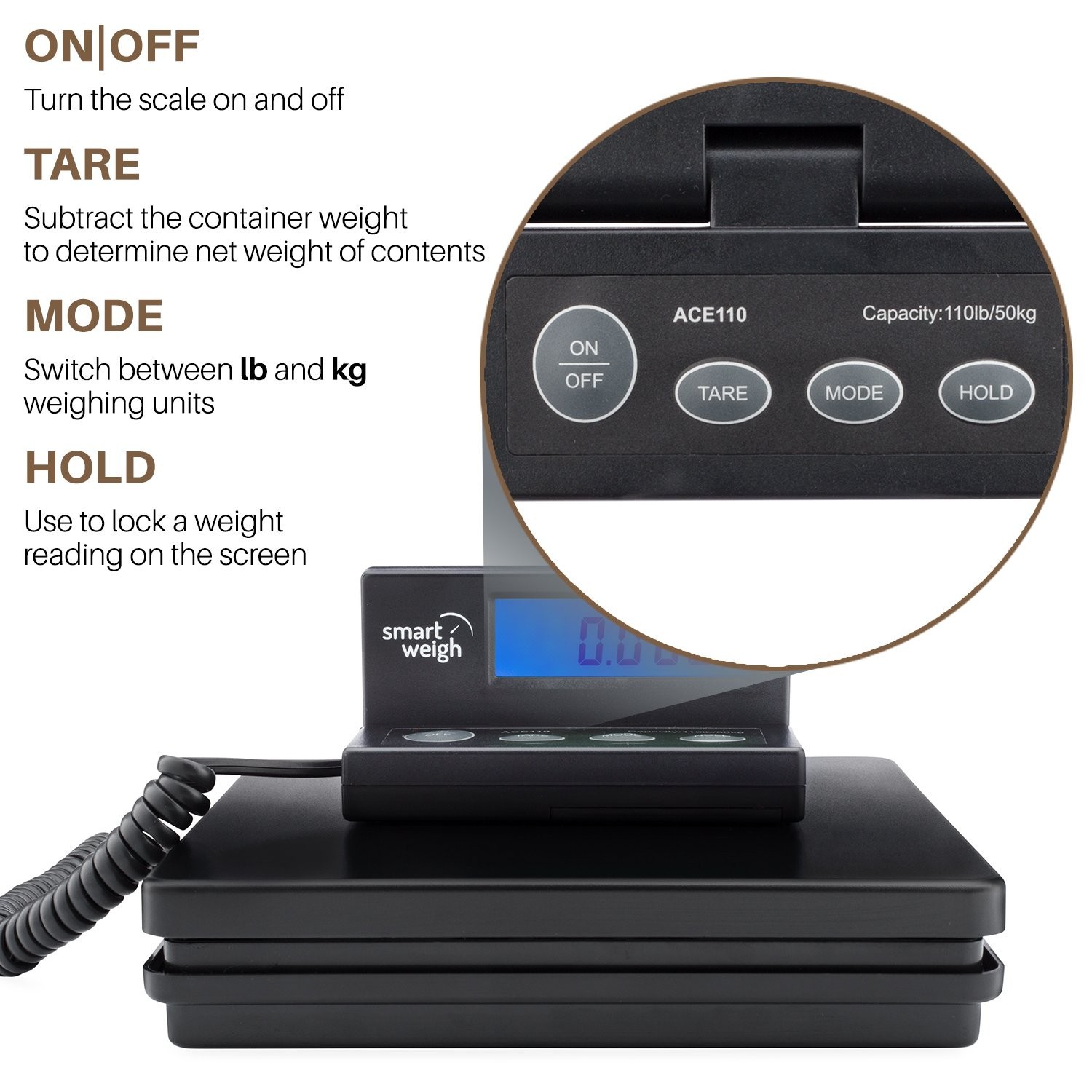 Digital Postal Shipping Scale 110 lbs Backlit LCD UPS USPS Post Office