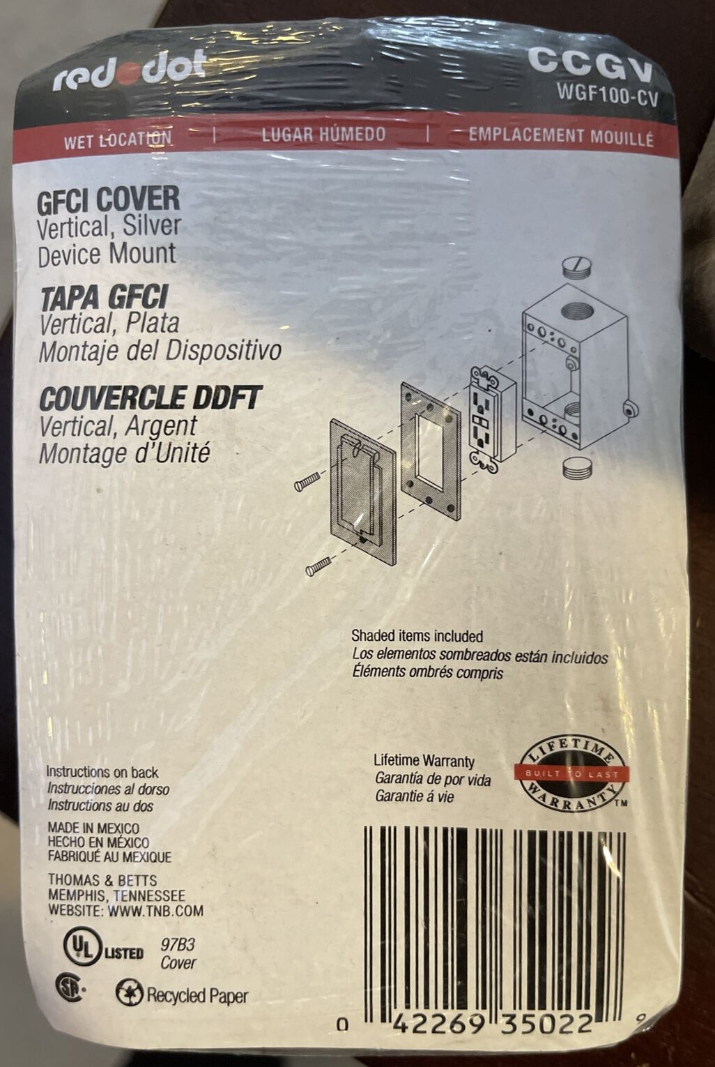 Red Dot GFCI Cover Vertical Device CCGV WGF100-CV Wet Location Weatherproof