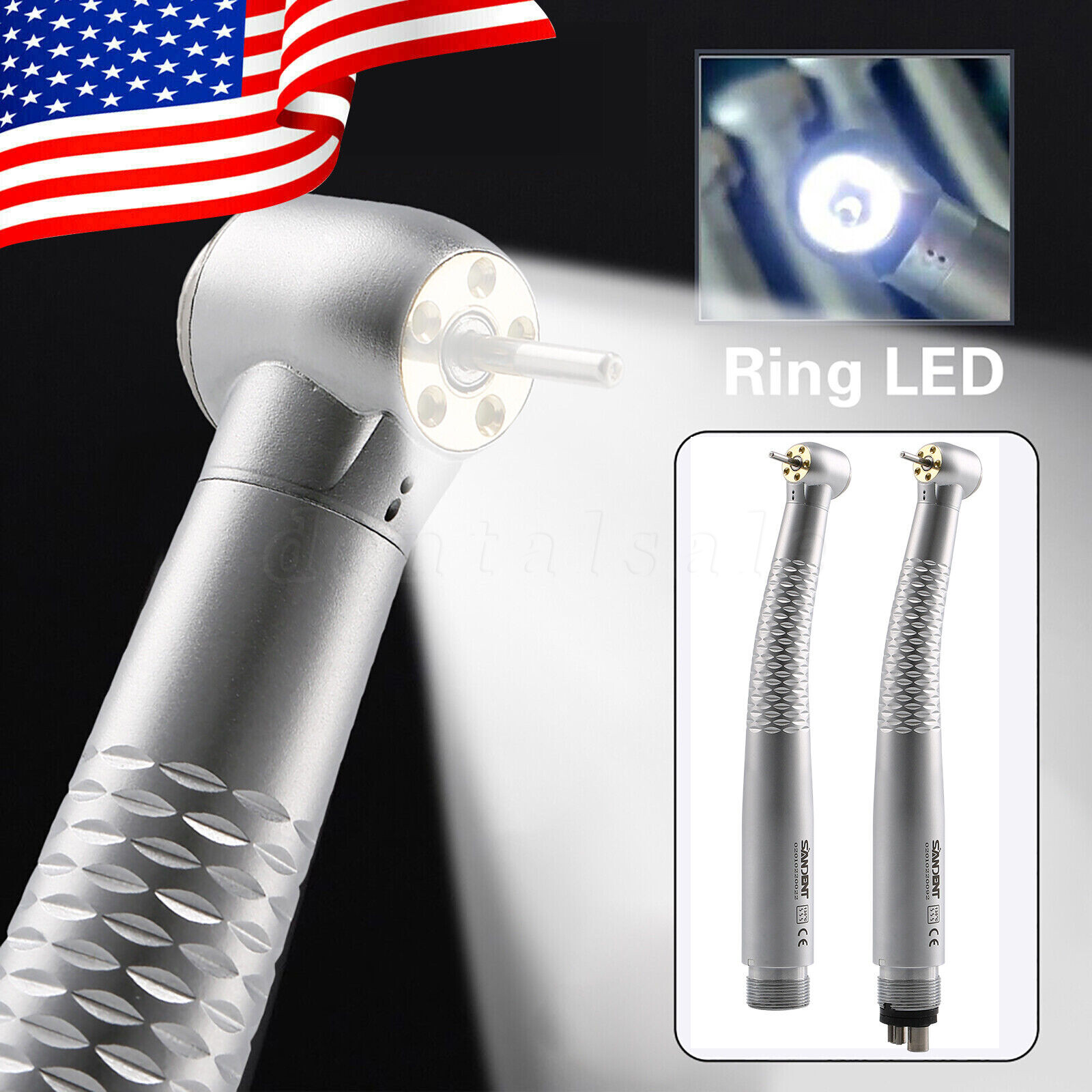 Dental 5 LED High Speed Handpiece With 1 Water Spray Air Turbine W Type