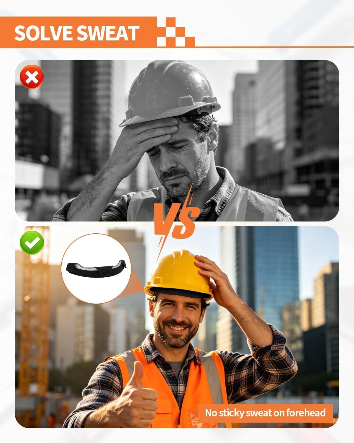 6 PCS Hard Hat Liner, Hard Hat Sweatband, Washable Hardhat Sweatband, Reusable F