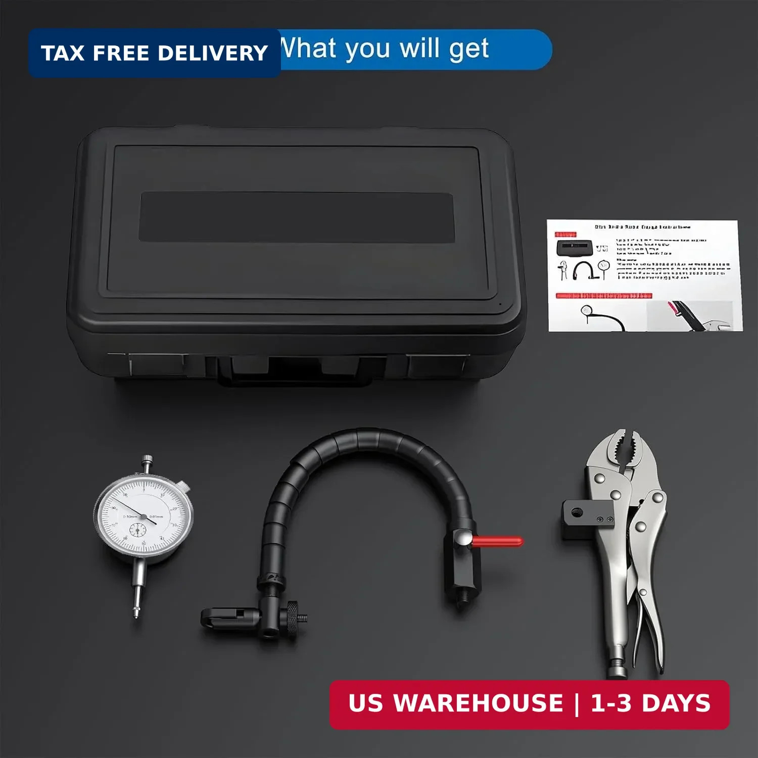 HDLNKAK Premium Disc and Rotor/Ball Joint Gage, with 0.01 mm Dial Indicator and