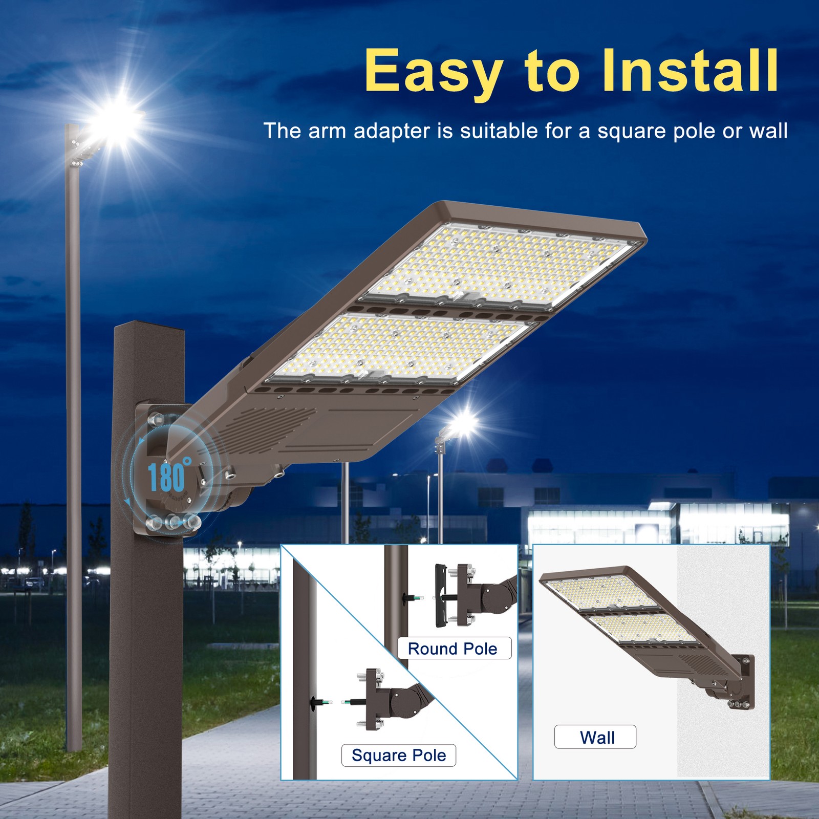 Dusk to Dawn 320W 120V LED Shoebox Area Light Commercial Security Flood Lighting