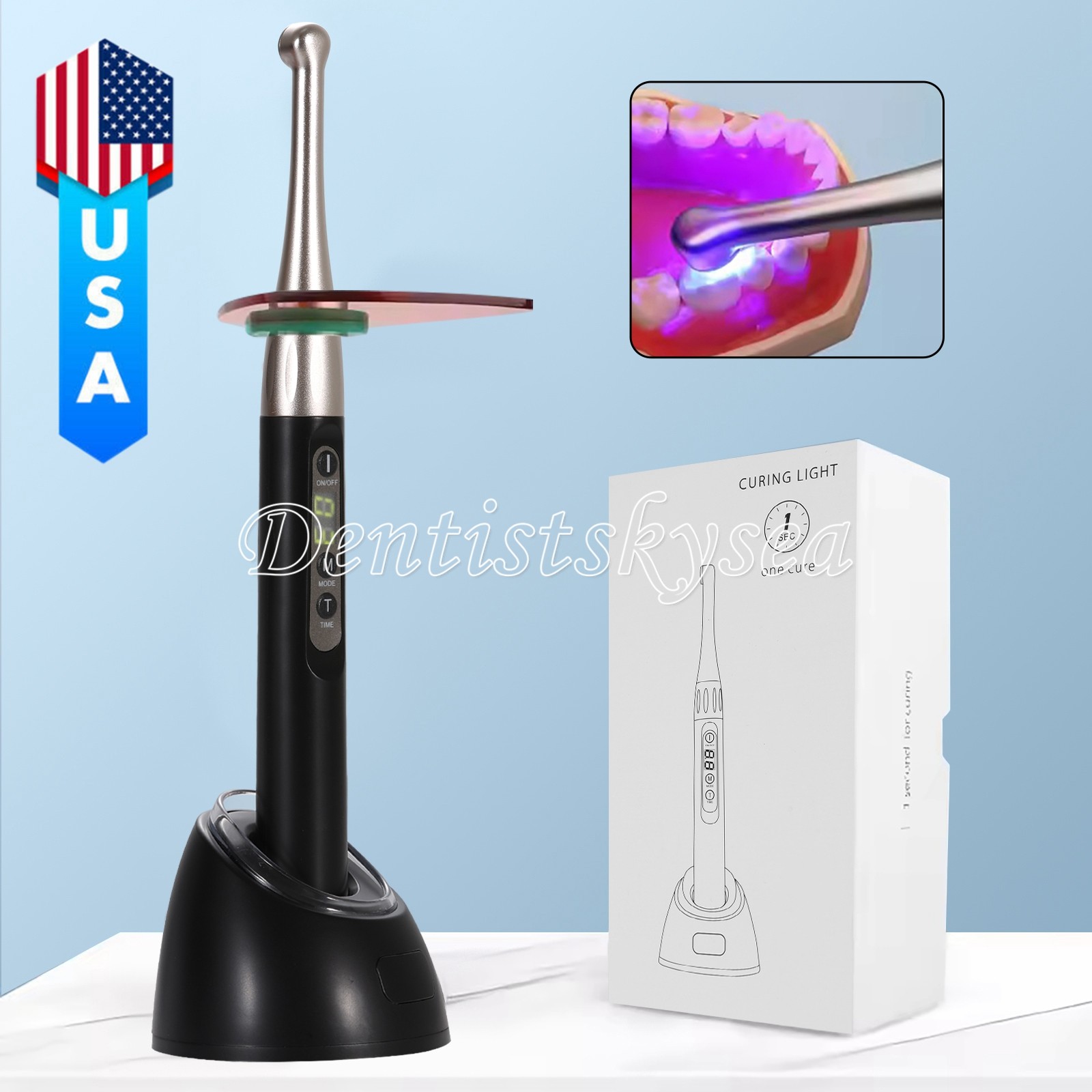 Dental LED Curing Light Cure Lamp Wireless Cordless Resin Woodpecker Style LA