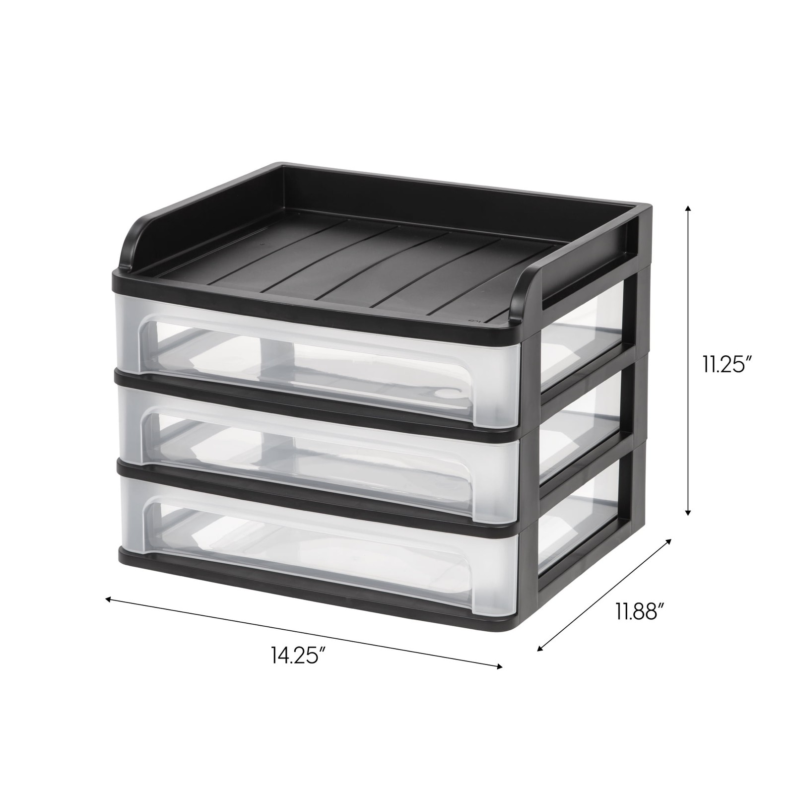Medium 3-Drawer Desktop Organizer with Open Tray Top, 1 Pack, Plastic Drawer