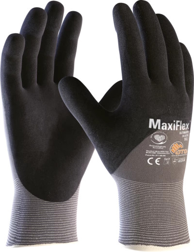 MAXIFLEX ENDURANCE NITRILE COATED NYLON LYCRA WORK GLOVES, BLACK, 3 PAIR MEDIUM