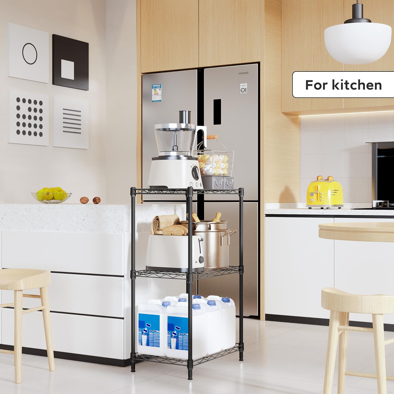 M MZG 3 Tiers Shelf Metal Storage 3 Tiers, 11.8″D x 17.7″W x 28.8″H, Black
