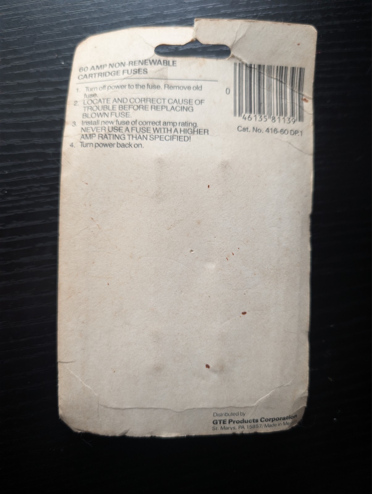 Sylvania GTE Cartridge Fast Acting Fuses 60 AMP, 250 V Non-Renewable Pkg of 2