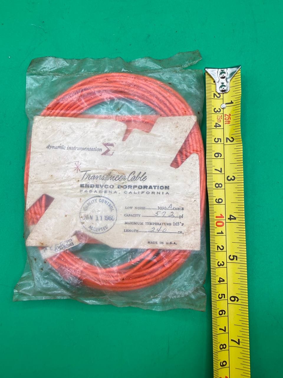 Lot of 2 Endevco 3030A Low Noise Transducer Cable Assemblies RE