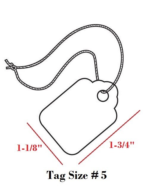 1000 Garage Sale Price Tags Size #5 White Merchandise Hang String Strung Garment