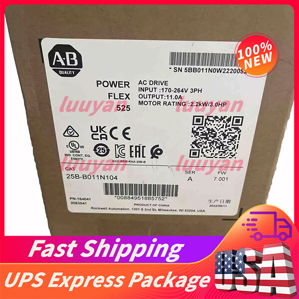 Allen-Bradley 25B-B011N104 AB 25BB011N104 SerA PowerFlex 525 AC Drive 3HP TX New