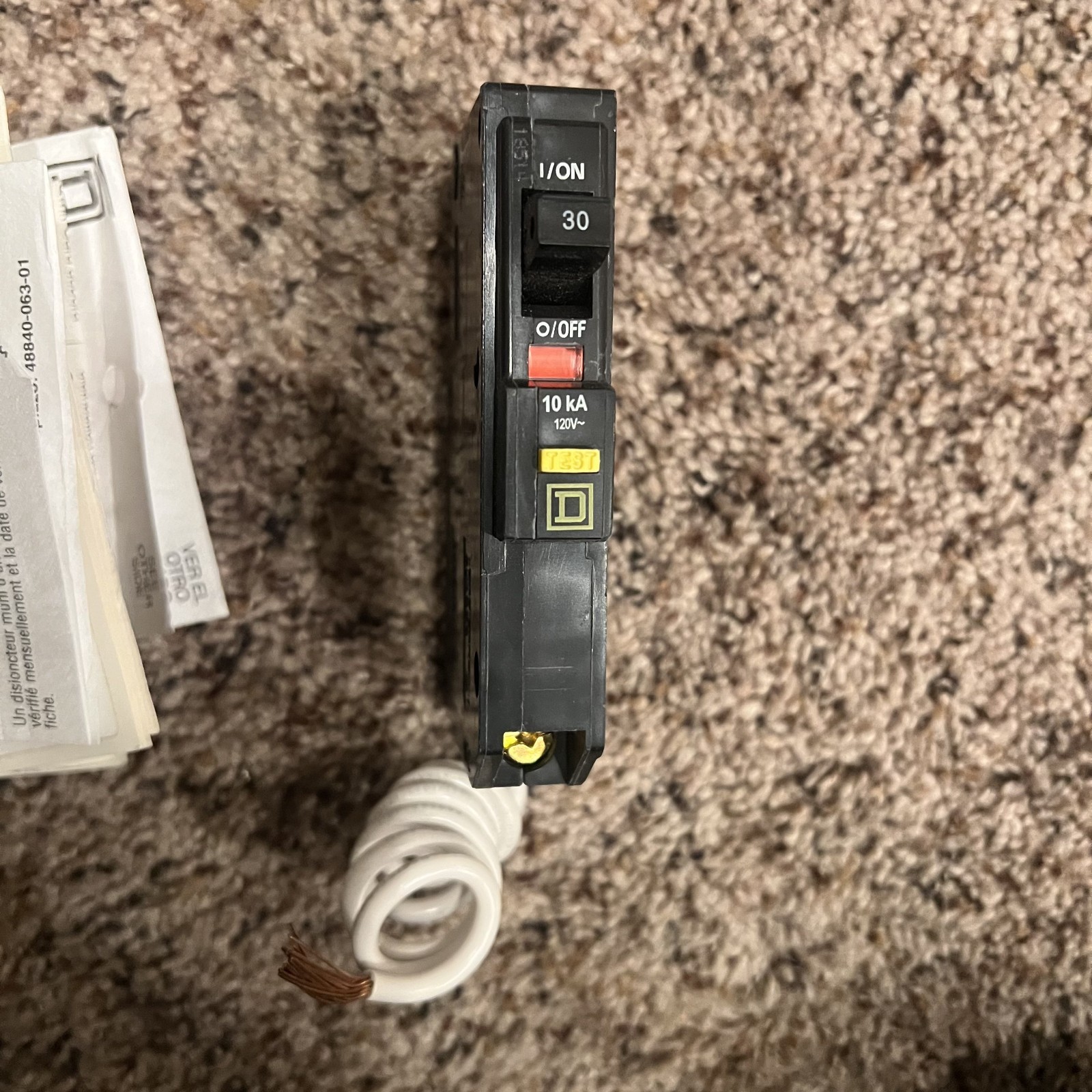SQUARE D QO130GFI CIRCUIT BREAKER & GROUND FAULT INTERRUPTER 120V 60 HZ