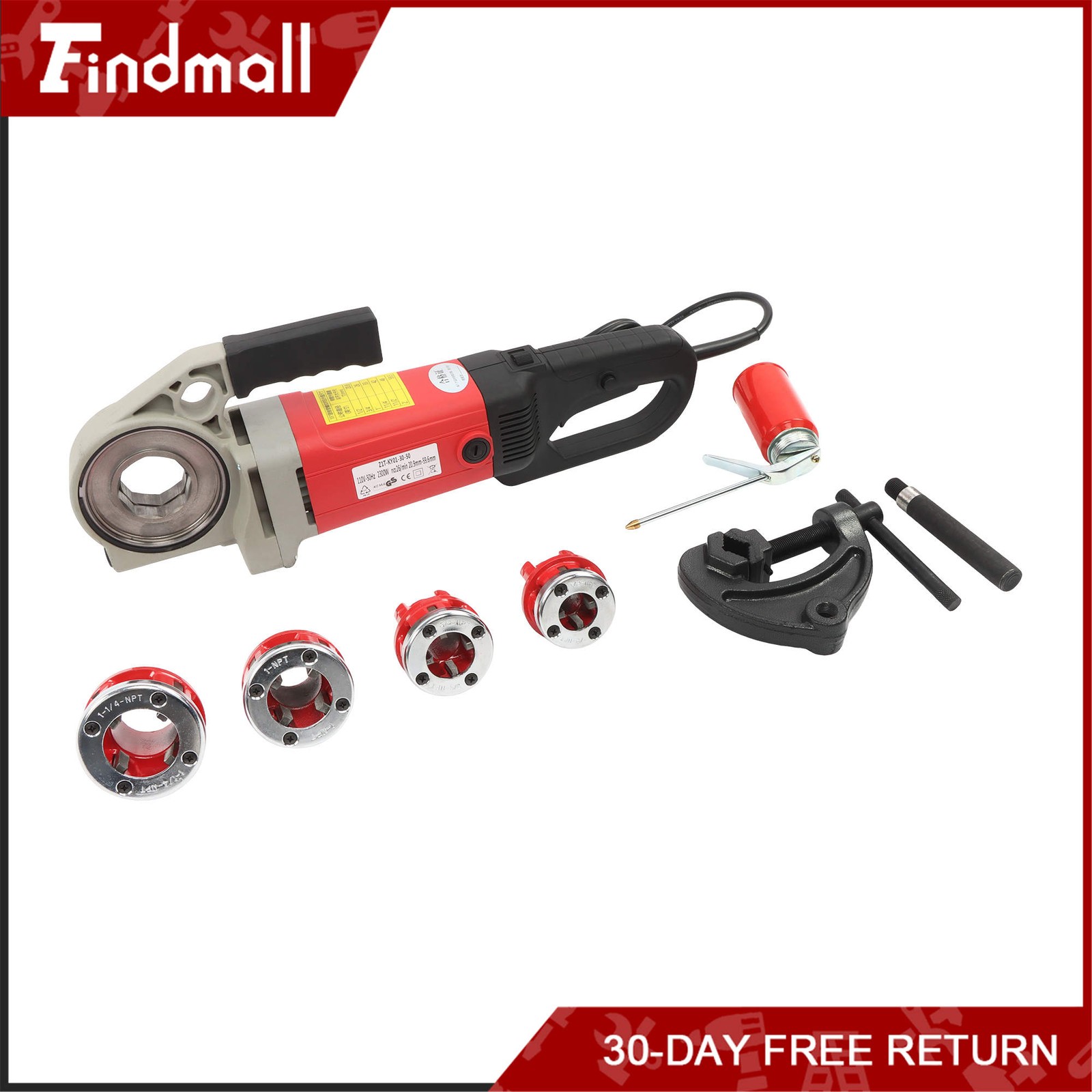 Findmall 2300W Pipe Threading Machine 1/2-1-1/4″ Electric Threader 4 Blades