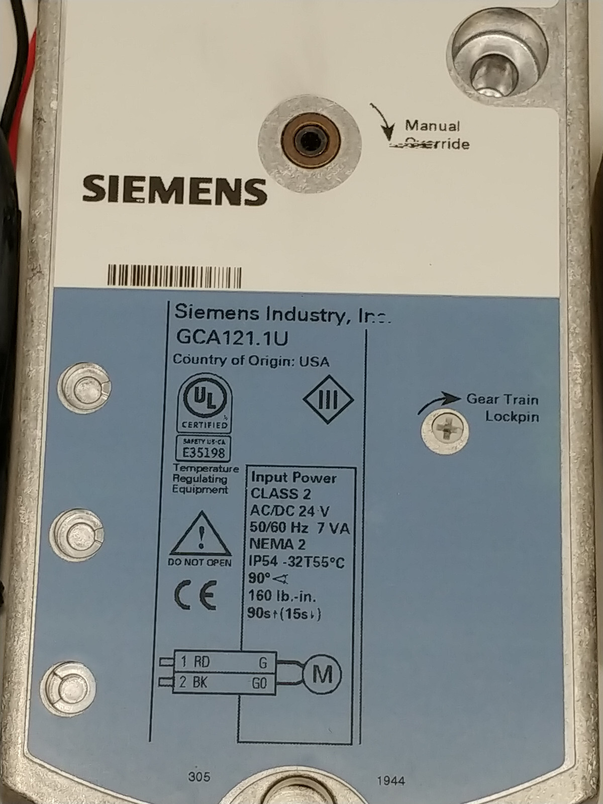 Siemens GCA.121.1U Open Air Actuator GCA Spring Electronic Damper NOS