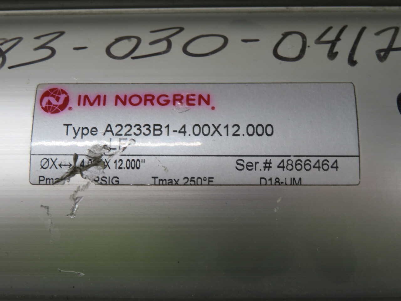 IMI NORGREN A2233B1-4.00X12.000 PNEUMATIC CYLINDER T270049