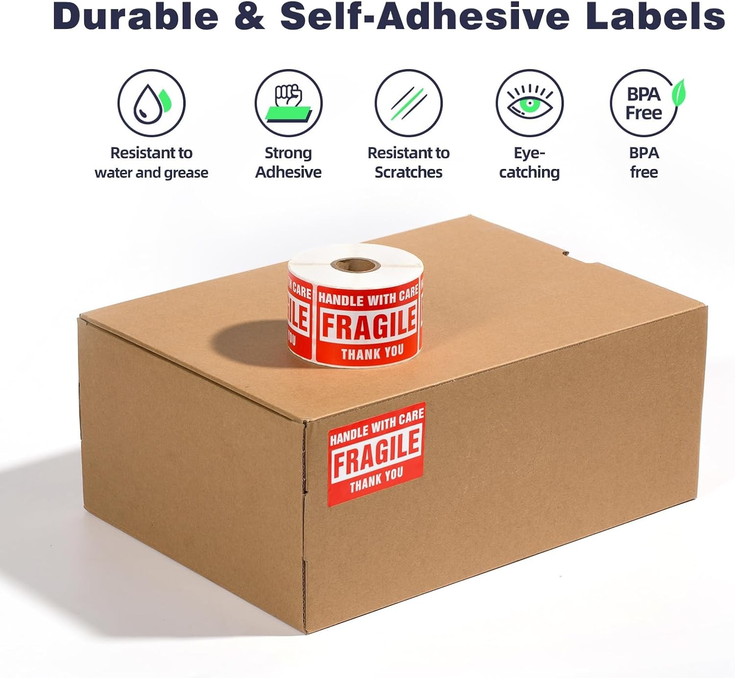 Fragile Shipping Labels 2×3 1000ct Oil-Proof Self Adhesive Handle with Care