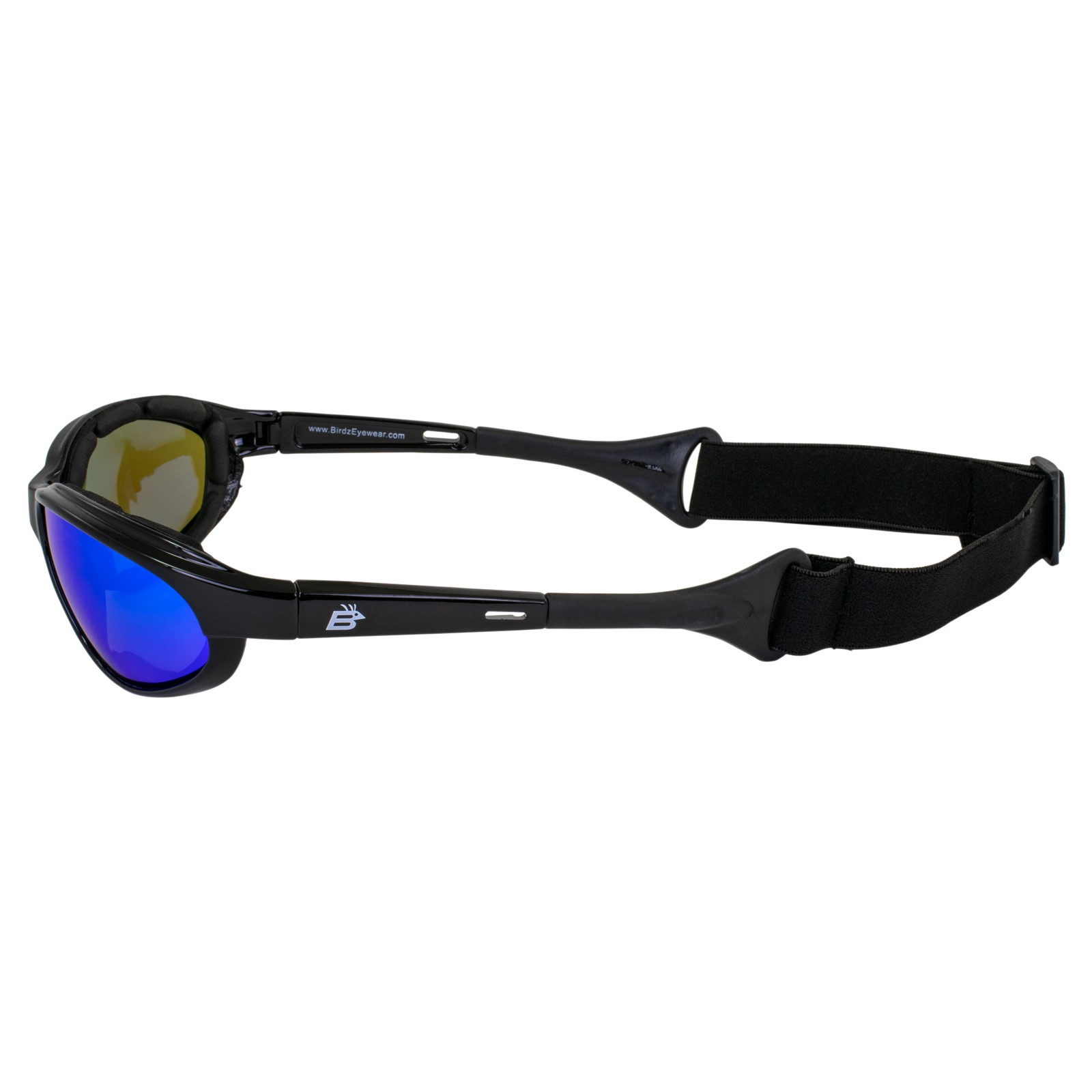 Birdz Sail Padded Goggles for Men or Women Black w/ Polarized Blue Mirror Lenses