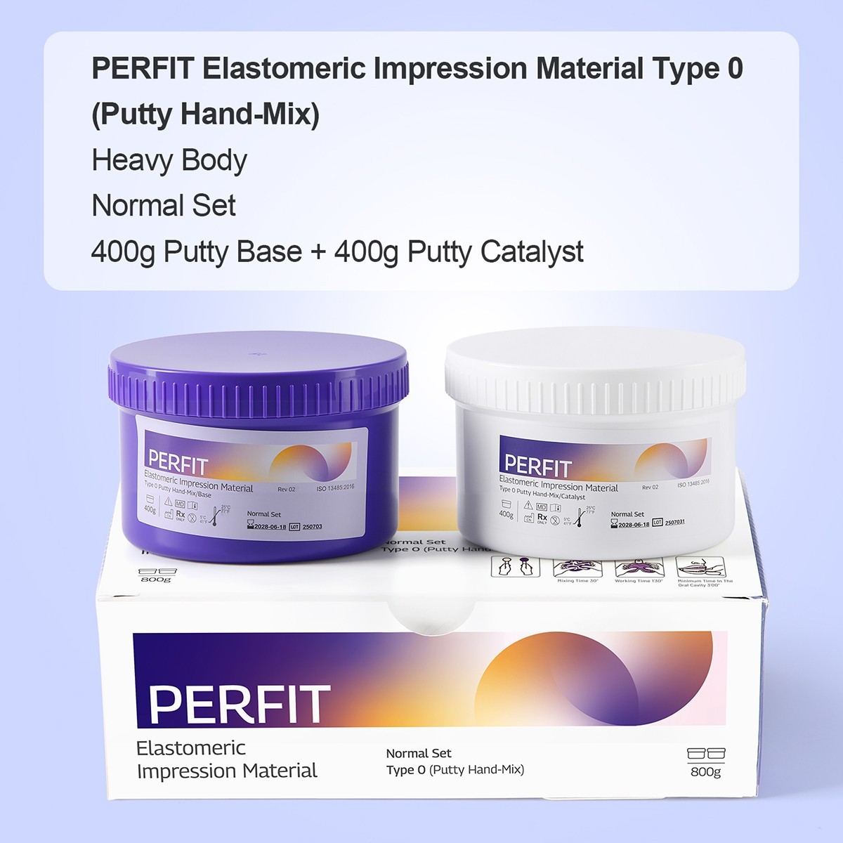 AZDENT Dental Impression Material Putty Normal/Fast Set Base+Catalyst Kit 400g*2