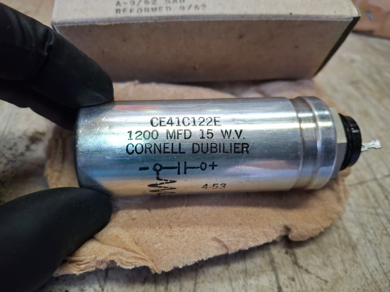 Vintage Cornell-Dubilier Electrolytic Can Capacitor CE41C122E 1200 MFD 15 W.V.