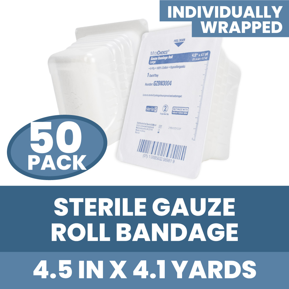 Sterile Kerlix Gauze Roll, 100% Cotton, 6 Ply, 4.5in X 4.1 Yds, 50/Box