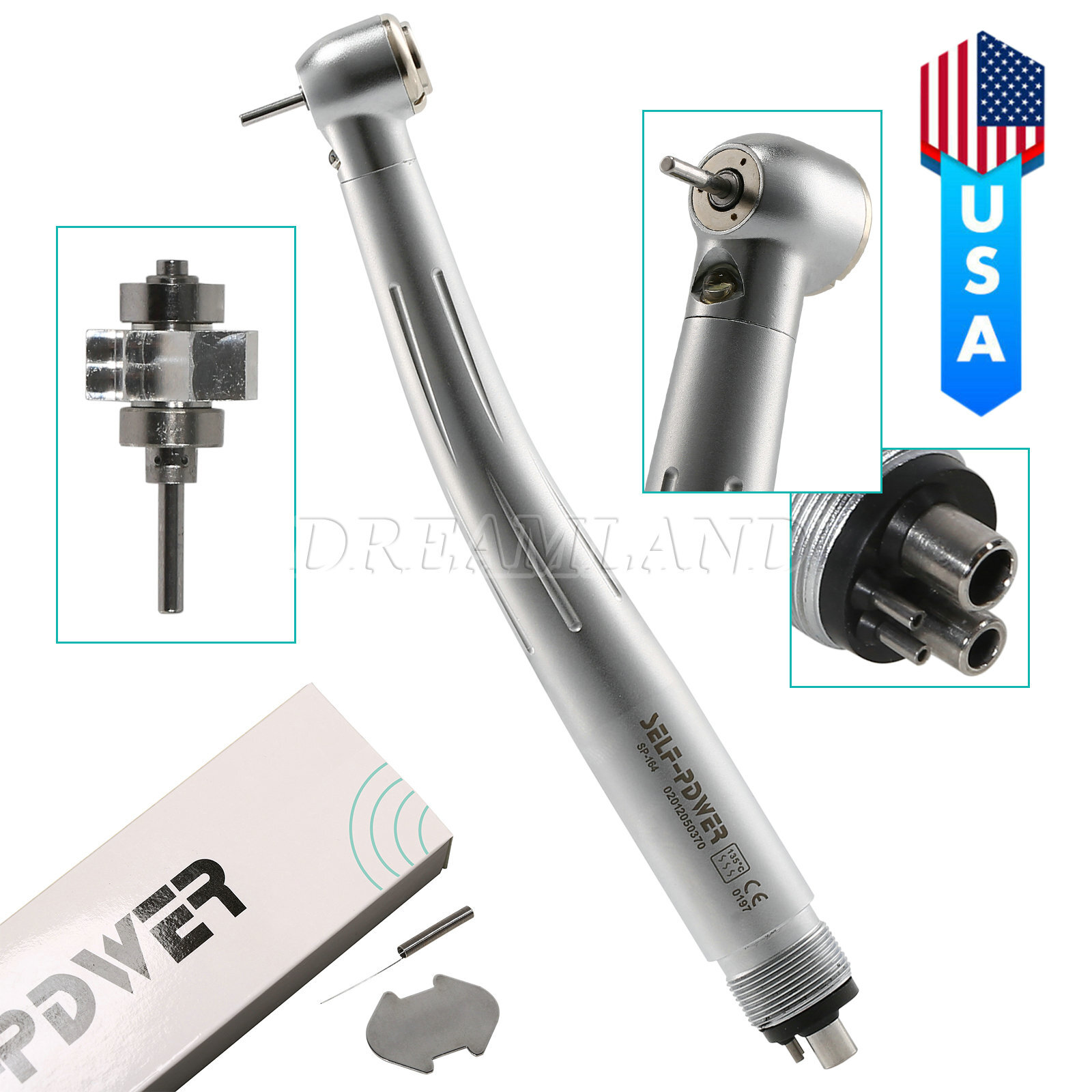 Dental Pana Max LED Self-Power E-generator Fiber Optic High Speed Handpiece USA