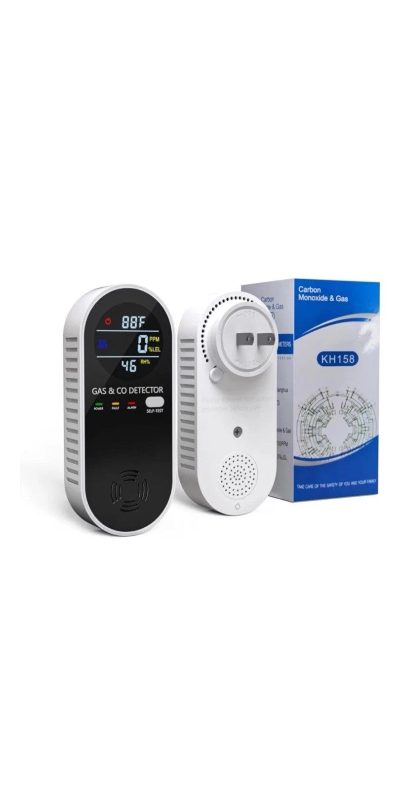 Carbon Monoxide & Gas Detector Alarm Plug-In CO Sensor HOME/RV 2 Pack KH158