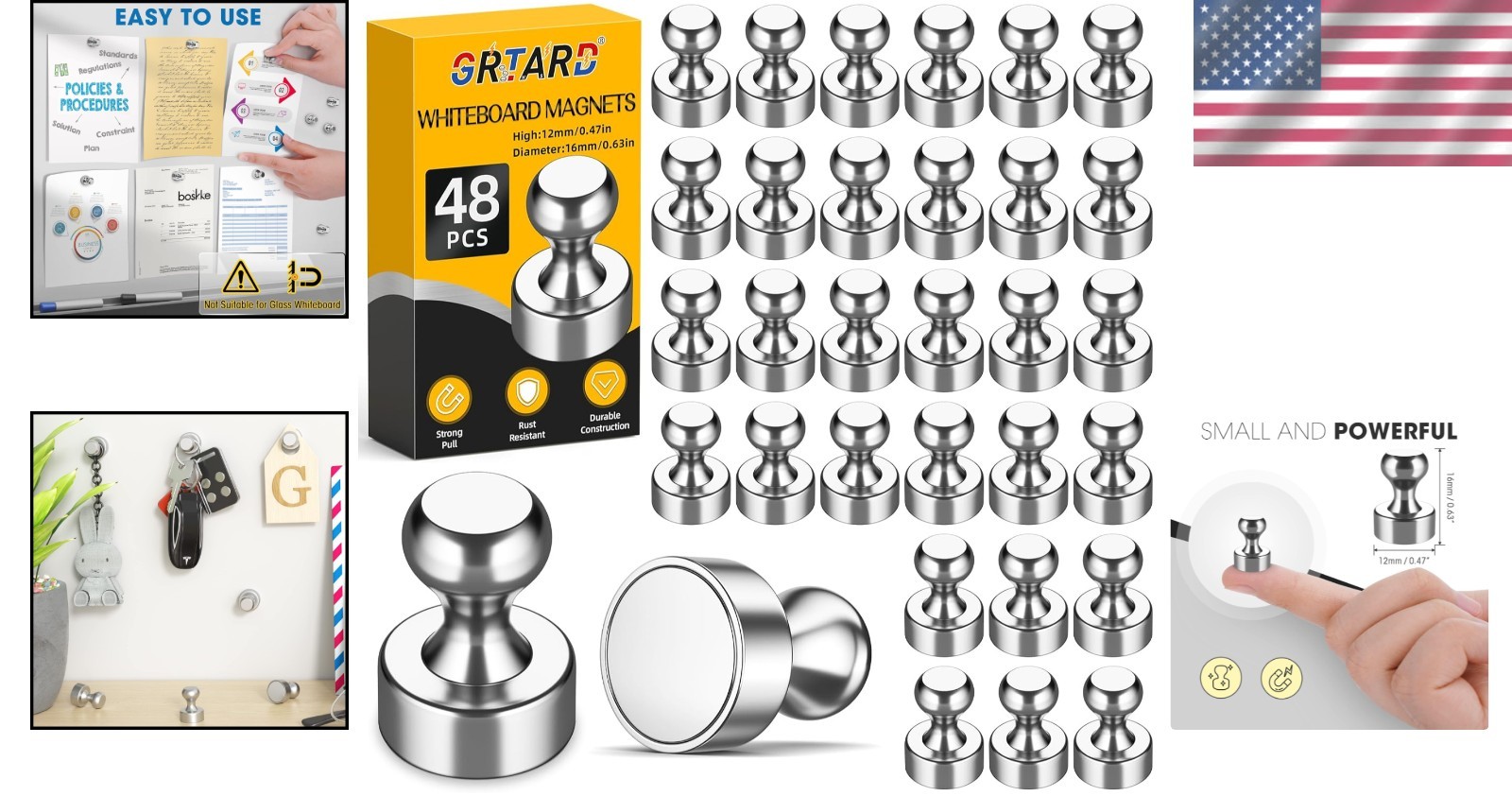 Innovative 48 Pack Magnetic Push Pins – Decorative & Functional for Everyday Use