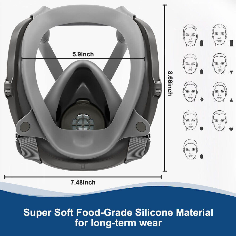 Full Face Respirator Gas Mask Carbon Filter For Auto Car Painting Spraying Safe
