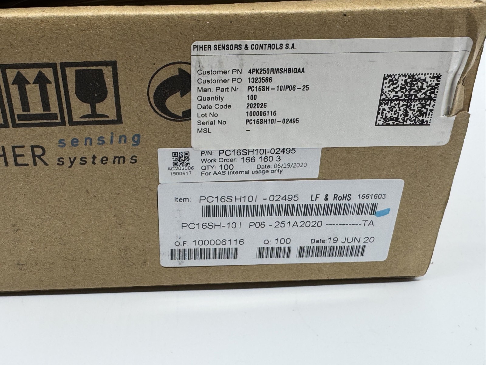 3 Pcs PC16SH-10IP06-251A 2020 PIHER Potentiometer 250 Ω 1 Turn PCB 20% Linear