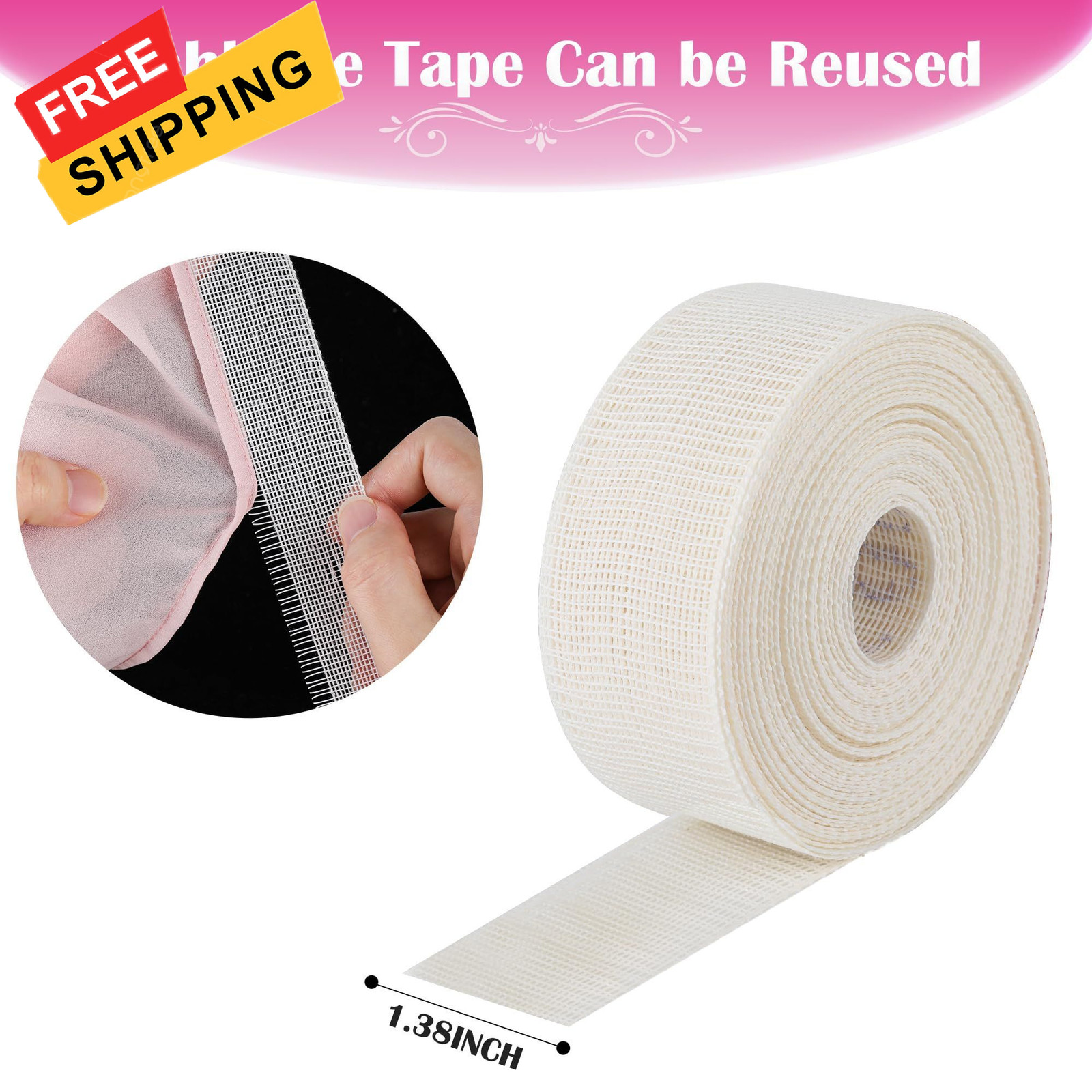 MYLbeter Fishbone Hem Tape for Sewing 2.5 yards x 1.38 inches, beige 2.5yards
