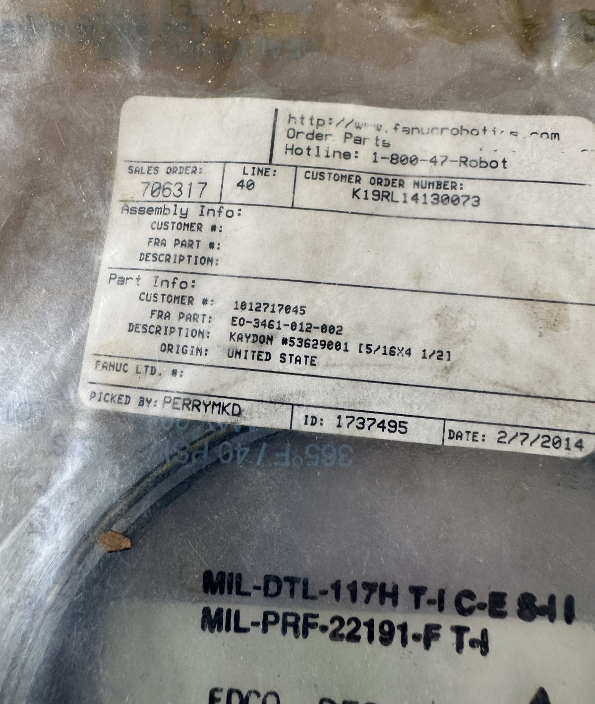 Fanuc Kaydon Bearing 53629001 EO-3461-012-002 USA New OEM NextDay Air Available