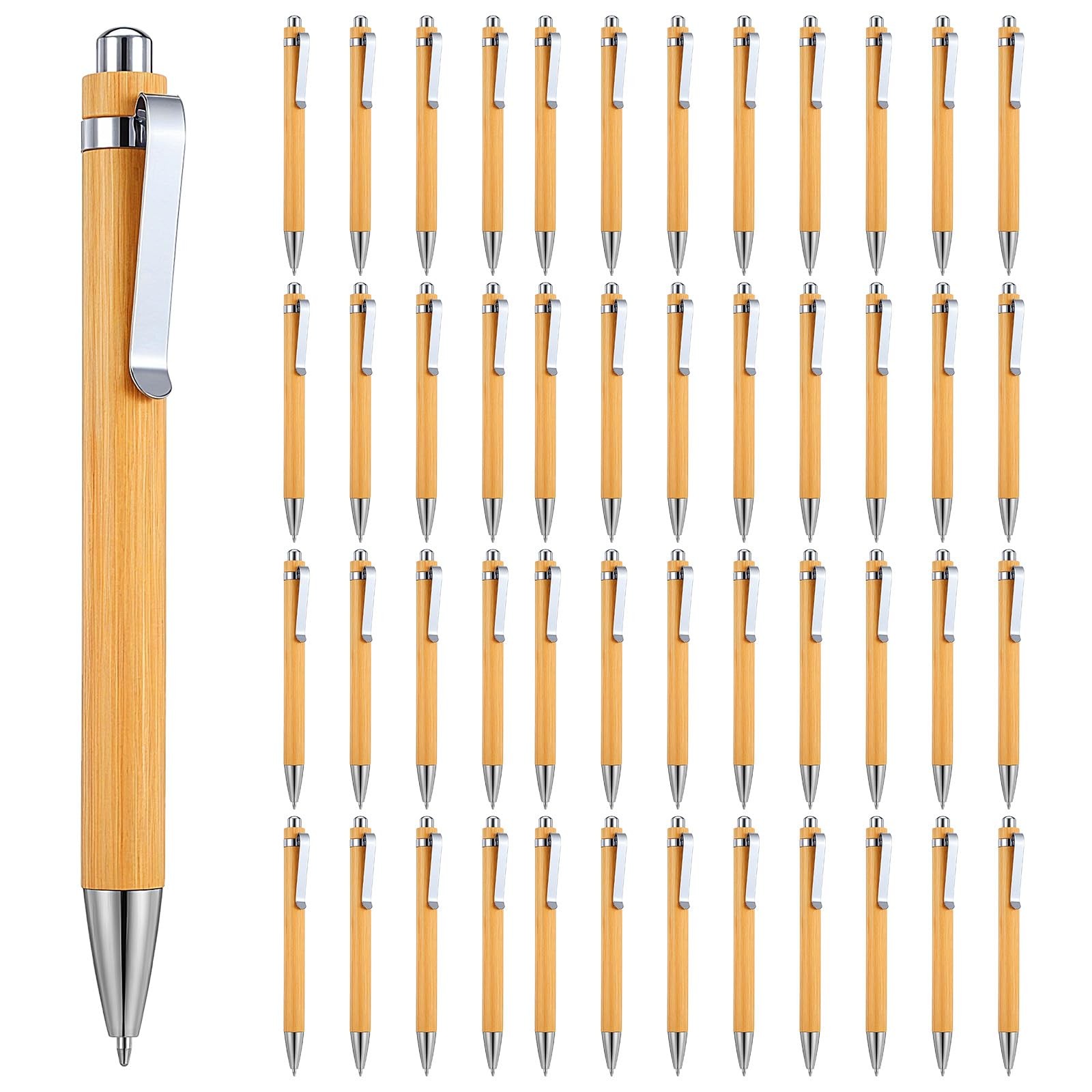 50Pcs Bamboo Pens, Bulk Wooden Pens, Engraving Wooden Ballpoint, Wood Natural…
