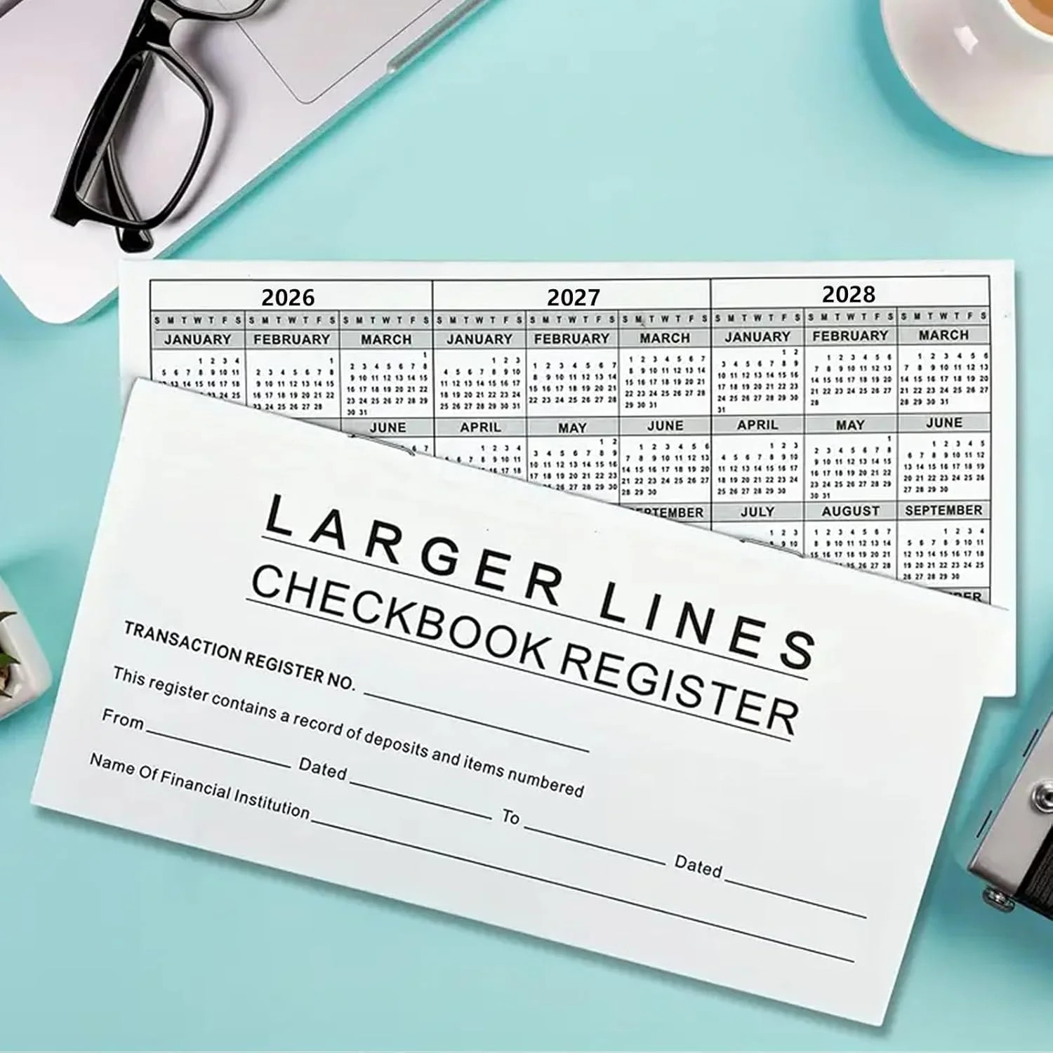 12 Pack Checkbook Register, Check Registers for Personal Checkbook, 6″ × 3″, Bla